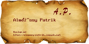 Almássy Patrik névjegykártya